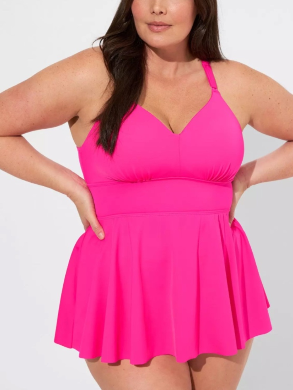 Torrid Wire-Free Racerback Tankini Sz 1 (DD/DDD) in Pink Glo